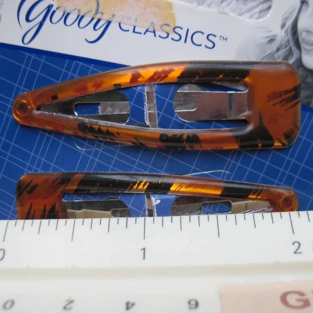8 Goody Julia Snap Hair Clips Striped Gelly Epoxy Covered Leopard Spots Wild Gel
